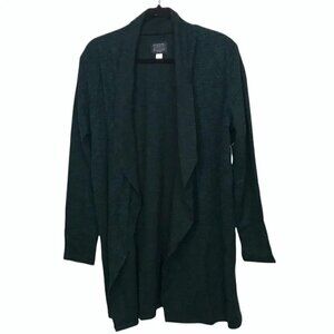 Sears Simply Styled Green Houndstooth Open Front Knit Cardigan